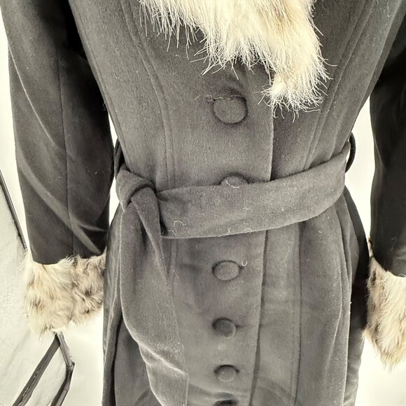 Flora Bea NYC Womens Black Coat With Faux Fur Collar & Cuffs Size S - Picture 4 of 10